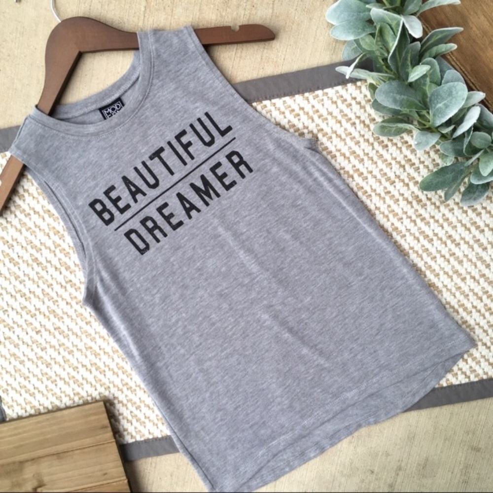Modern Lux Beautiful Dreamer Grey Tank Top